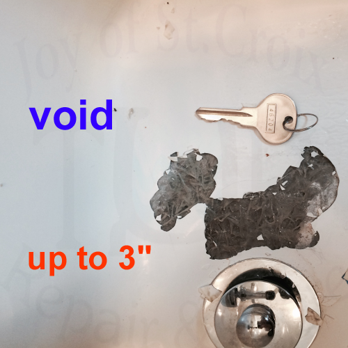 Void 3" | Joy of St Croix - Tub Repair & More up t0 3" voids an air pocket between the gelcoat and fiberglass rpaired by Joy of St Croix Tub Repair and More joyofstcroix.com