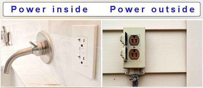 electrical power inside vs electrical power outside is the electrical power accessed inside or outside?