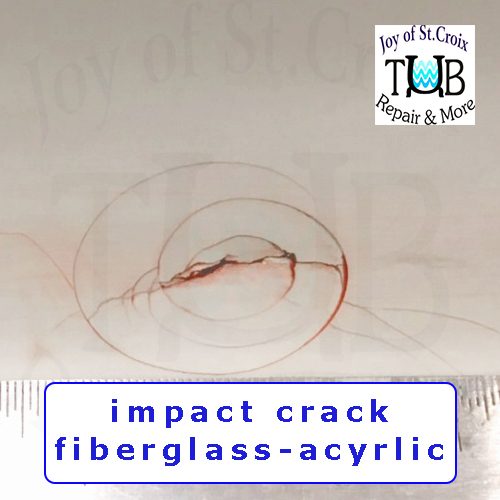 impact crack fiberglass acrylic Joy of St Croix - Tub Repari and More publishes prices and takes orders for impact crack repiars on porcelaisn, fiberglass and acrylic bathtubs