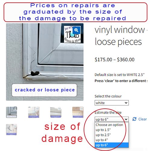 order vinyl window repairs online prices for vinyl window repairs are graduated by the amount of damage to be repaired