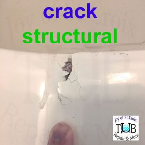 structural crack structural crack in fiberglass bathtub