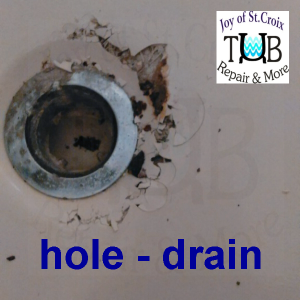 hole drain drain hole repair in gelcoat or porcelain bathtubs can be repaired by www.joyofstcroix.com
