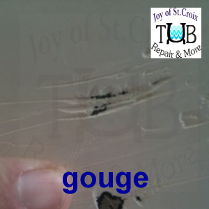 gouge gouge in gelcoat or porcelain bathtubs can be repaired by www.joyofstcroix.com